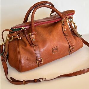 Dooney & Bourke Brown Leather Satchel with Gold Accents